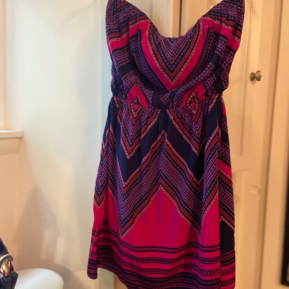 pink w/ dark blue details dress - Picture 2 of 2